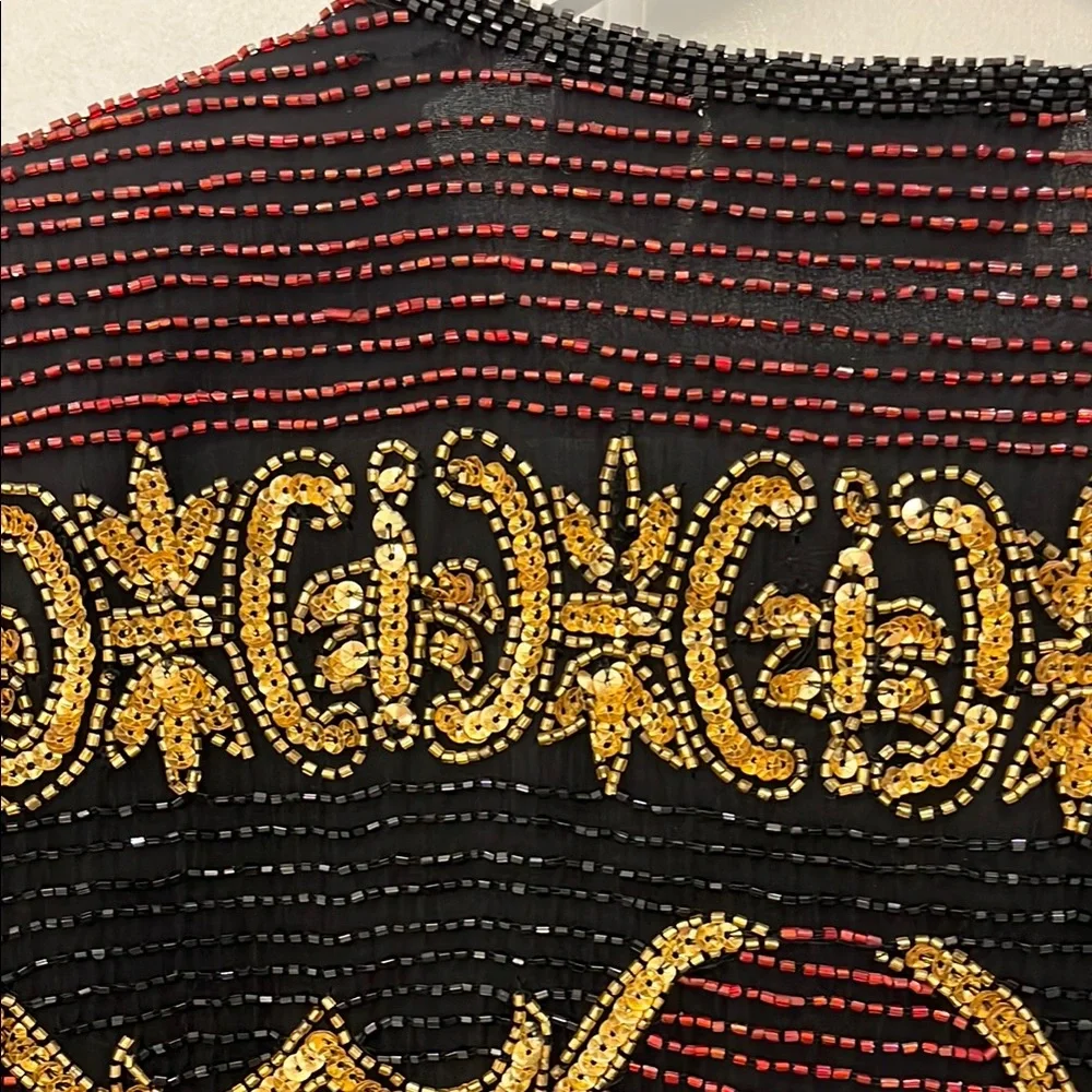 Laurence Kazar Black,burgundy, and Gold Ornate Blazer - Picture 7 of 9
